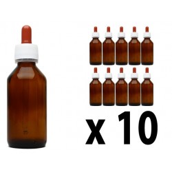 Flacone in vetro scuro 100 ml con contagocce - 10 pz